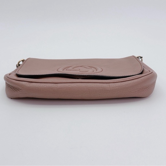 Gucci Soho Long Flap Shoulder Crossbody Dusty Rose Pink Bag Purse - Picture 15 of 16
